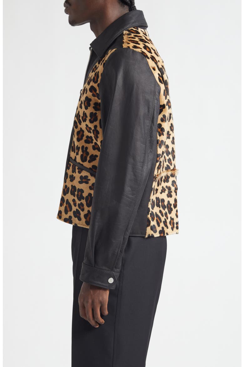 Phreak Genuine Calf Hair & Leather Jacket, Alternate, color, BLACK/ LEOPARD