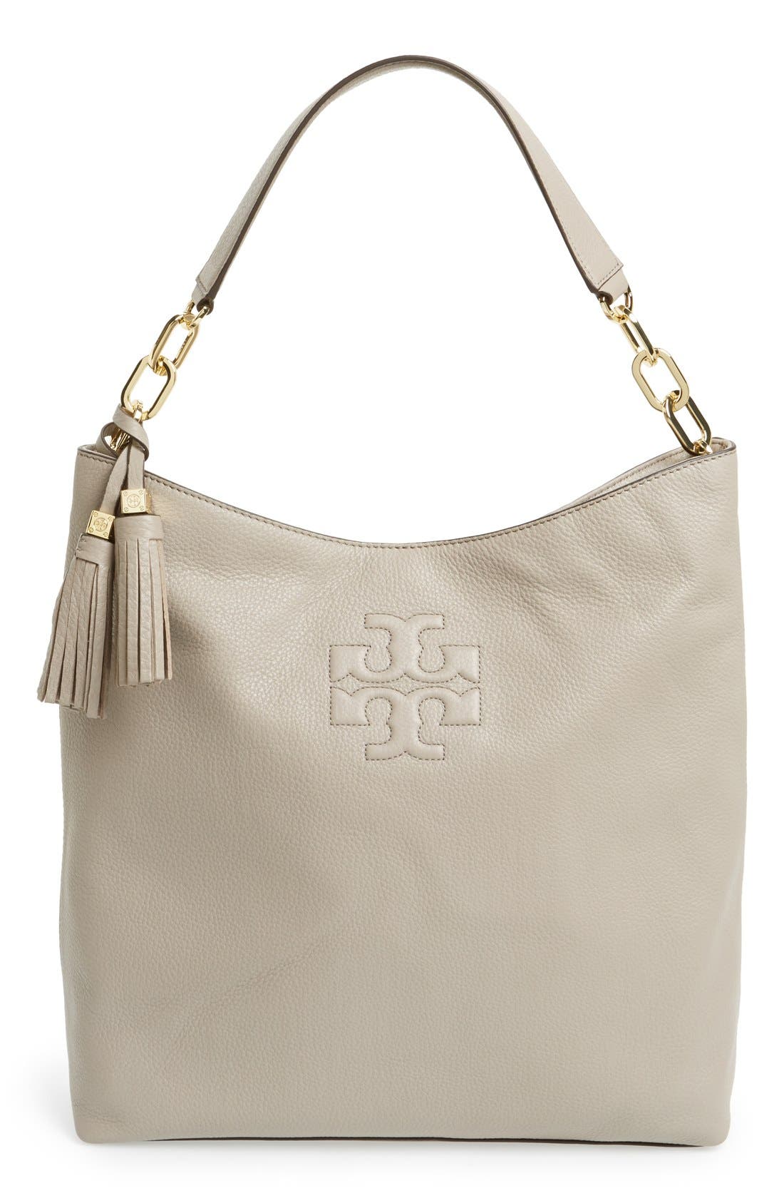 Tory Burch 'Thea' Leather Hobo, Main, color, 