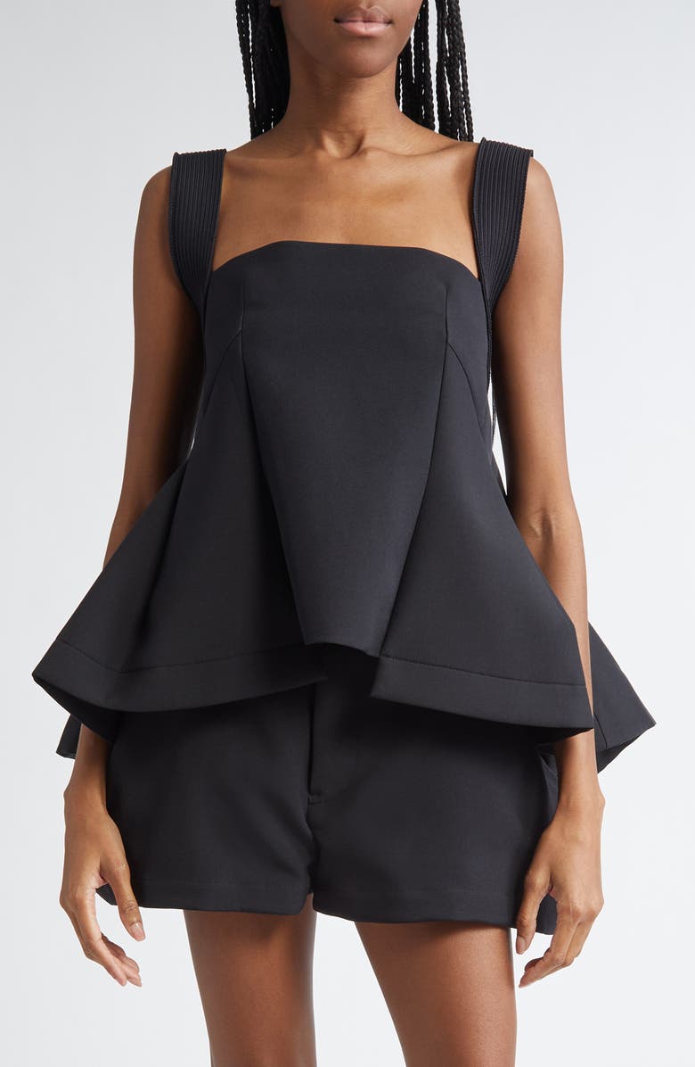 Sacai Mixed Media High-Low Flare Top, Main, color, 