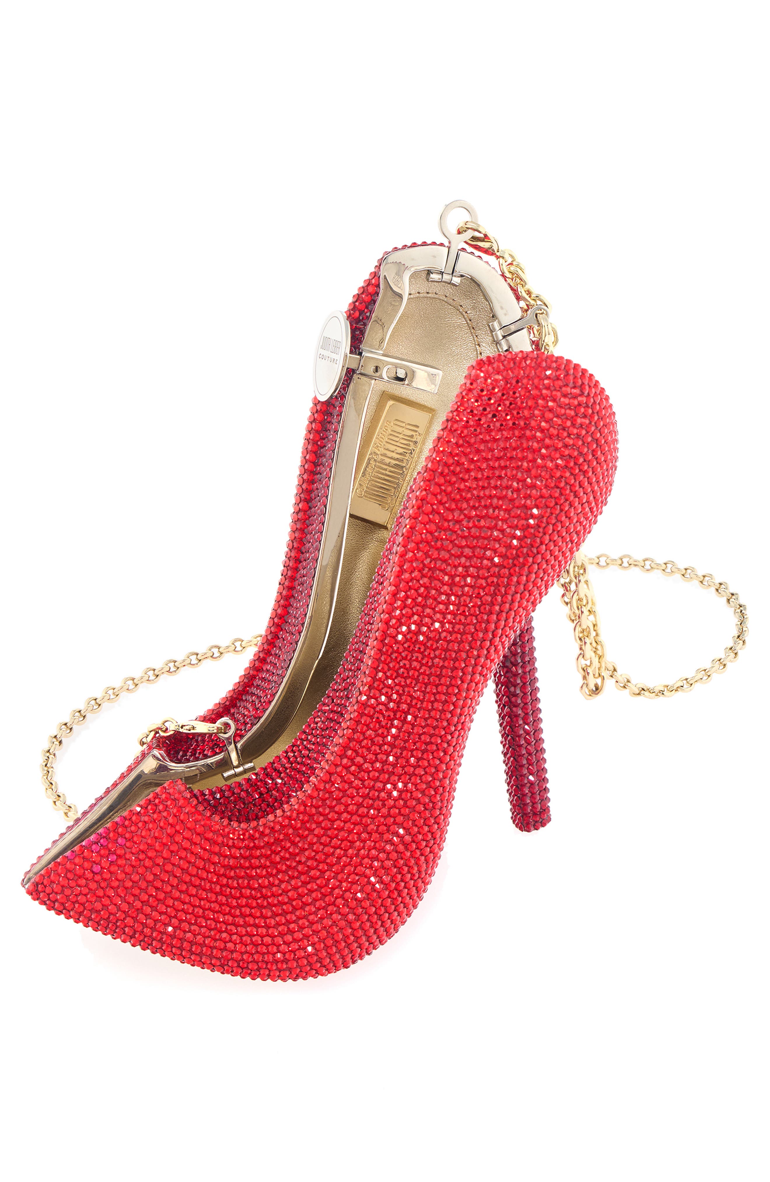 JUDITH LEIBER COUTURE Stiletto Crystal Embellished Clutch, Alternate, color, Light Siam Multi