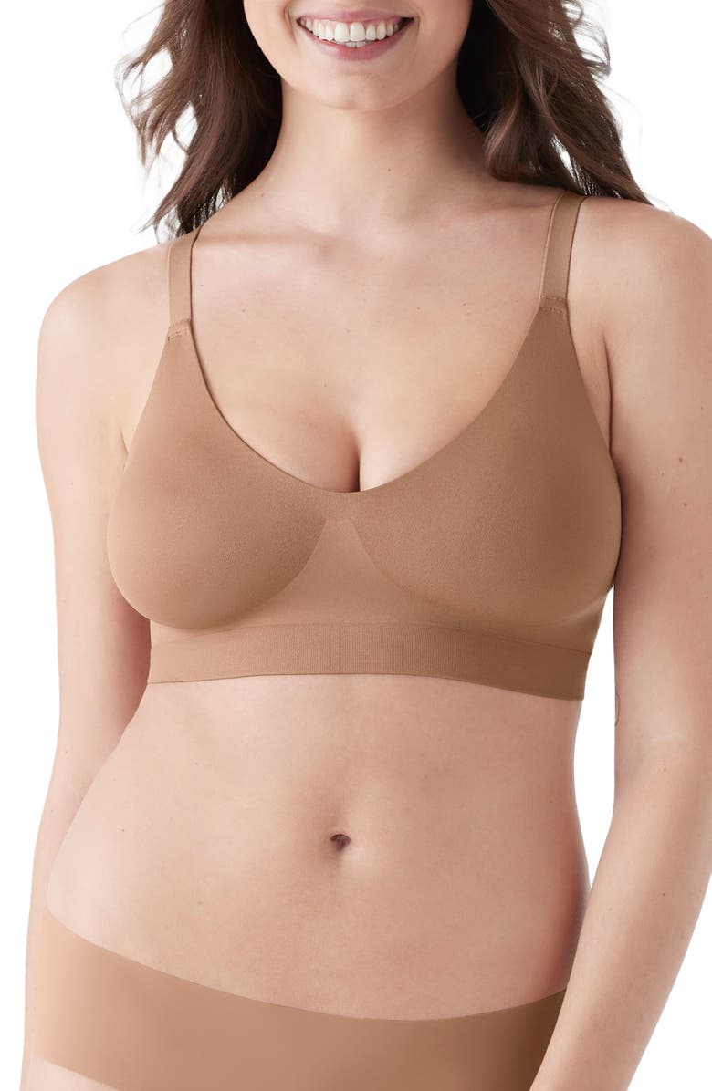 True & Co Soft Form V-Neck Bralette, Main, color, Bronzed