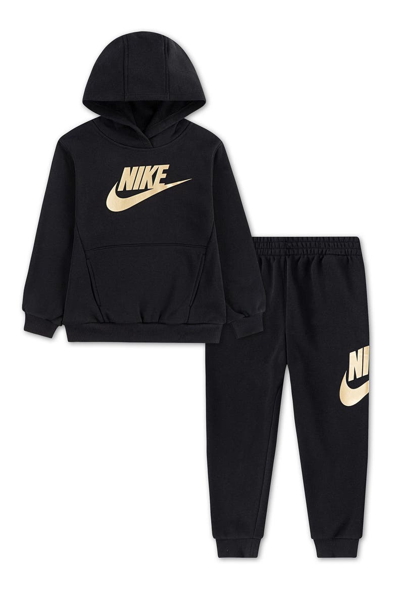Kids' Club Fleece Hoodie & Pull-On Pants Set, Main, color, BLACK/ METALLIC GOLD