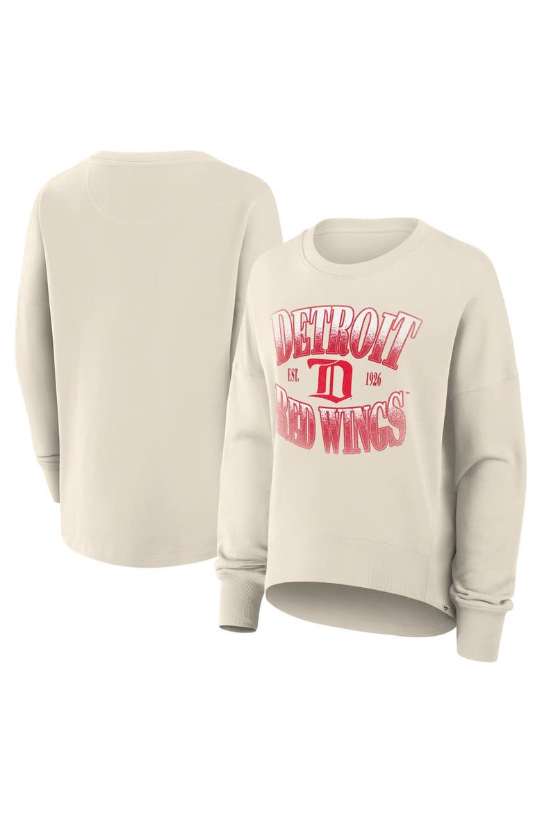 Women's Fanatics Cream Detroit Red Wings Oversized Vintage Slice Pullover Sweatshirt, Main, color, Cream