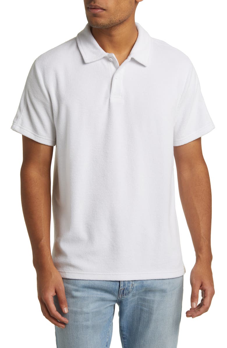 Fair Harbor Organic Cotton Blend Terry Polo Shirt, Main, color, White