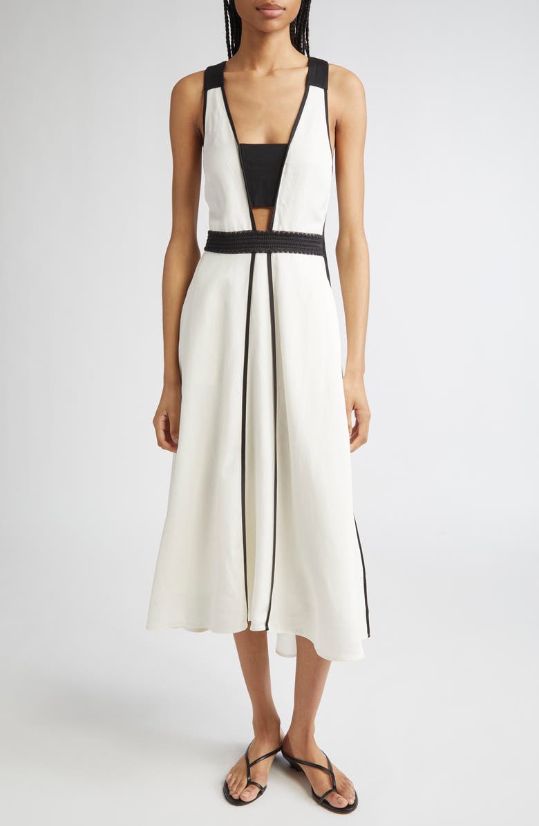 Reiss Valencia Contrast Sleeveless Midi Dress, Main, color, 