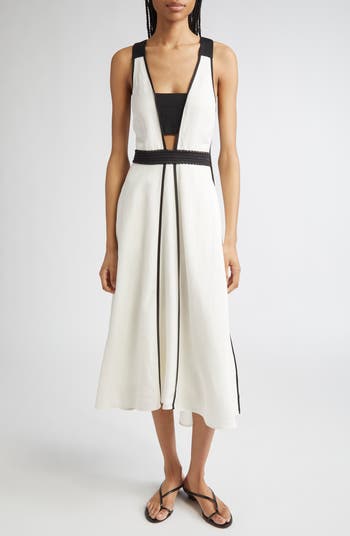 【海外限定】REISSワンピース☆Ivory/Black Valencia Contrast T Reiss Valencia Contrast Sleeveless Midi Dress | Nordstrom