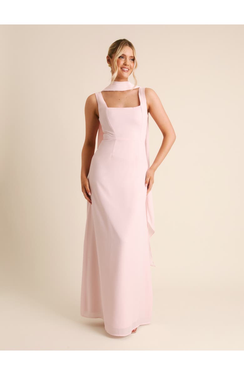 Six Stories Square Neck Chiffon Bridesmaid Dress, Main, color, Ballet Pink