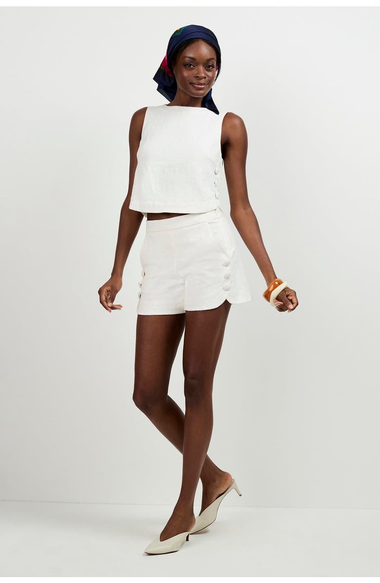 Trina Turk Duomo Button Side Shorts, Main, color, Whitewash