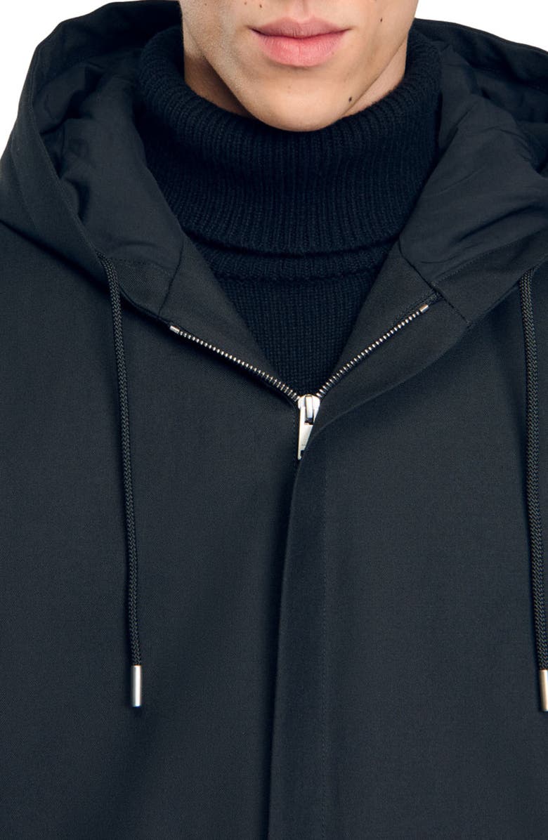 SANDRO Hooded parka with zip, Alternate, color, Black