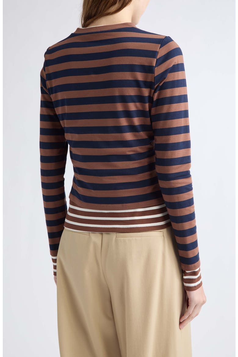 Asymmetric Twisted Striped T-Shirt, Alternate, color, BROWN MULTI