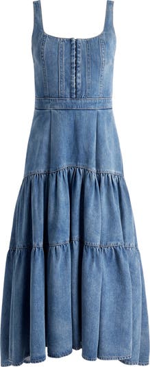 Alice+Olivia■Diana Tiered Denim Dress■ドレス Alice and Olivia Diana Tiered Denim Dress | Bloomingdale's
