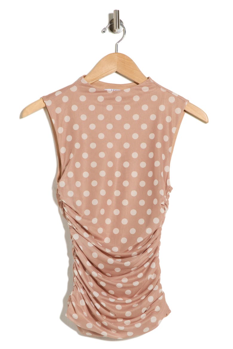 Kinsley Ruched Mesh Top, Alternate, color, PRALINE DOTS