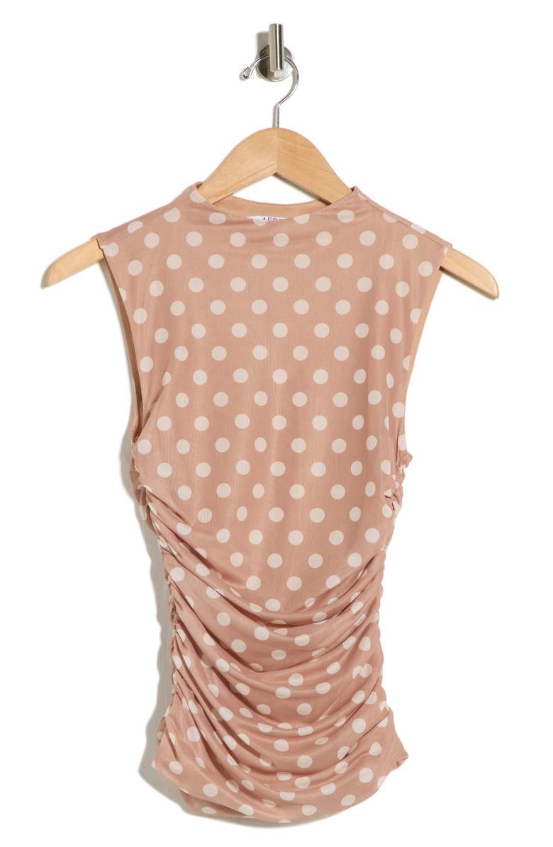 AFRM LOS ANGELES Kinsley Ruched Mesh Top, Main, color, Praline Dots