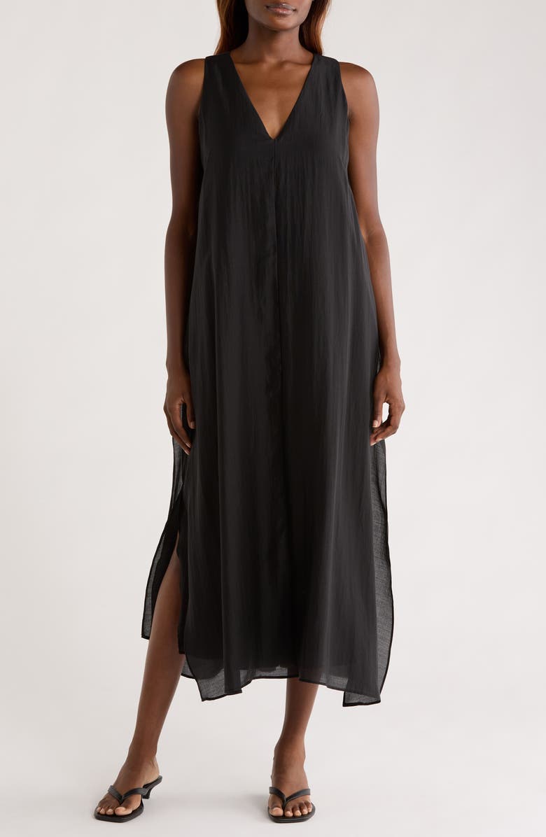 MELLODAY V-Neck Sleeveless Dress, Main, color, Black