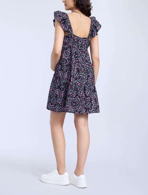 Motherhood Maternity V Neck Flutter Sleeve Tiered Mini Dress