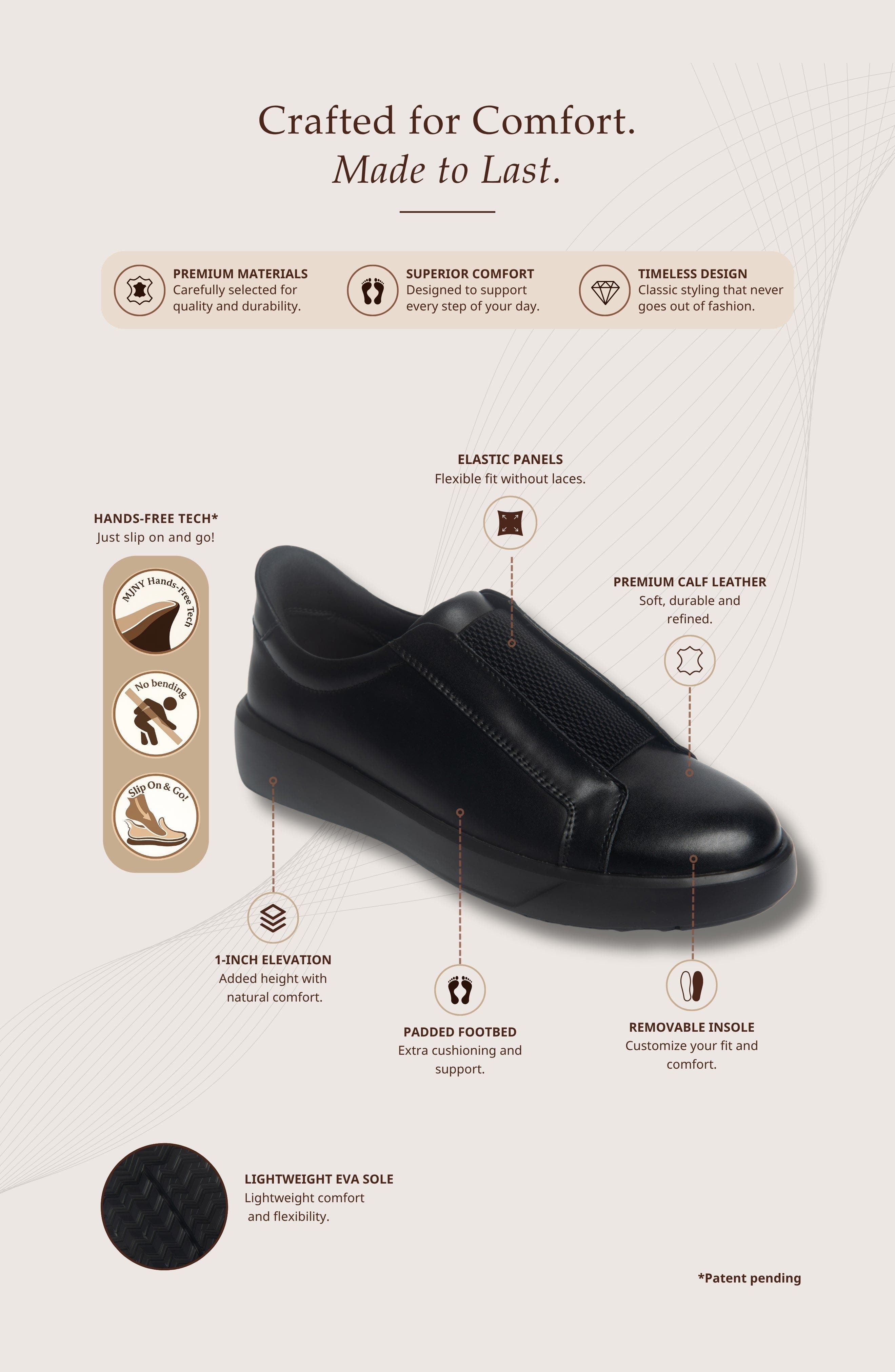 Bond St Hands Free Technology Leather Slip On Sneaker, Alternate, color, Black Napa Leather/Black