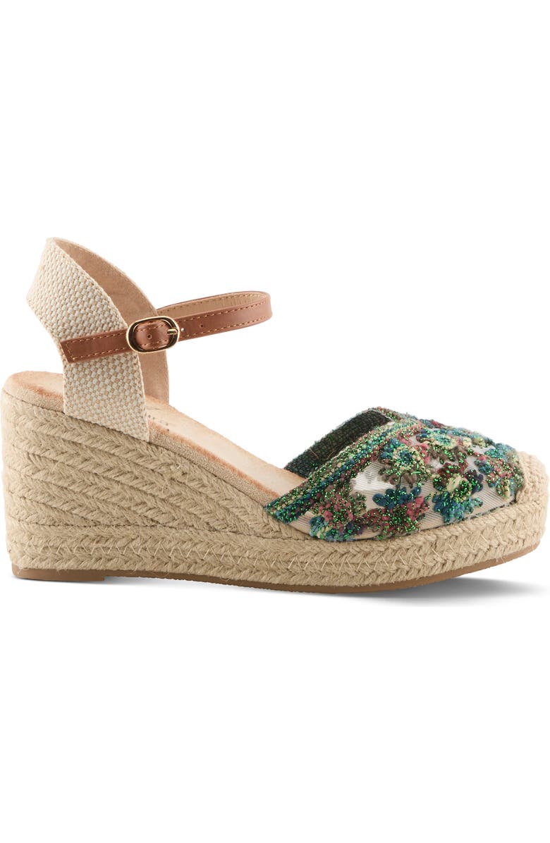 AZURA BY SPRING STEP Querdita Embroidered Platform Wedge, Alternate, color, Green Multi