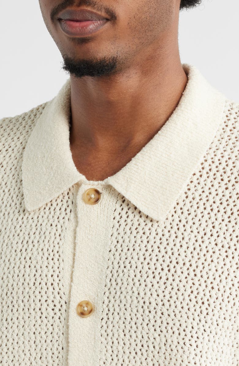 Topman Open Knit Cotton Button-Up Shirt, Alternate, color, 