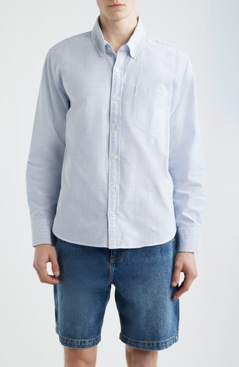 Stripe Cotton Button-Down Oxford Shirt