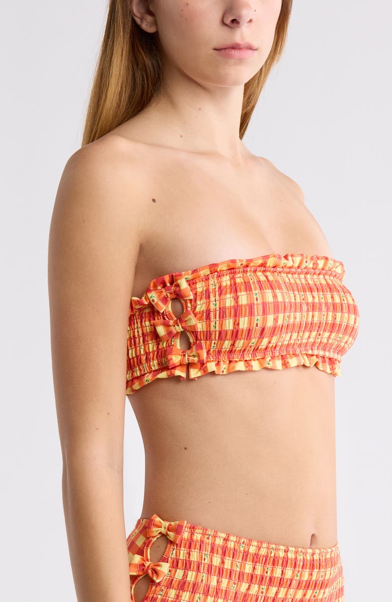 Damson Madder Jezebel Smocked Bikini Top, Alternate, color, 