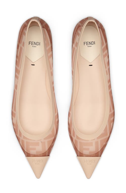Fendi Colibri Ff Mesh Pointed Ballerina Flats In Rose