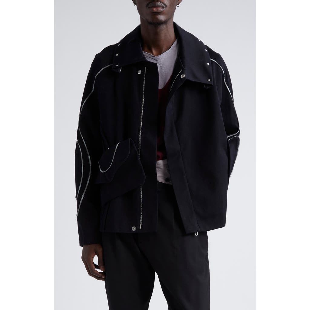 KIKO KOSTADINOV Chalice Cotton Twill Jacket with Bag in Raven Black