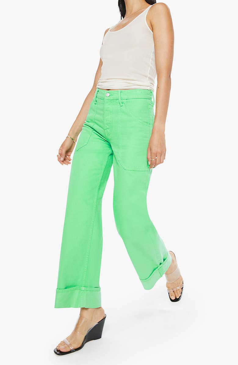 MOTHER Smoothie Carpenter Sneak Ankle Wide Leg Jeans, Alternate, color, Summer Green