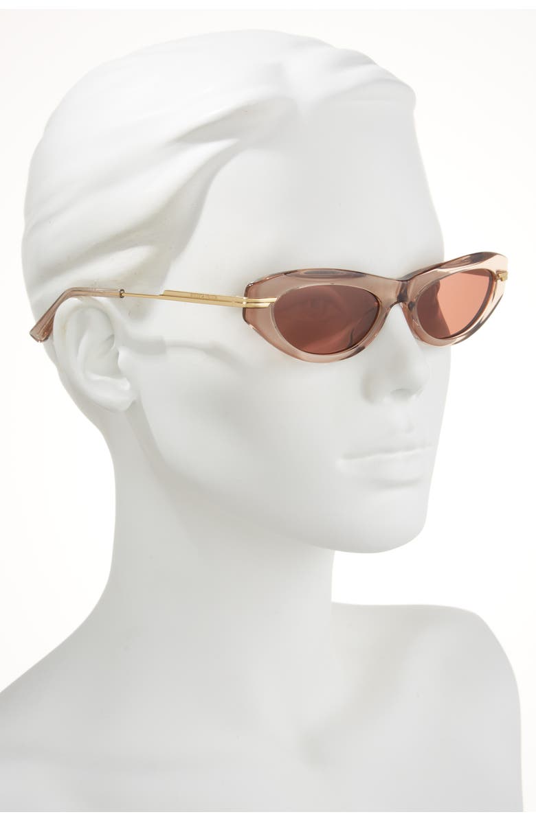 Bottega Veneta 53mm Cat Eye Sunglasses, Alternate, color, Brown