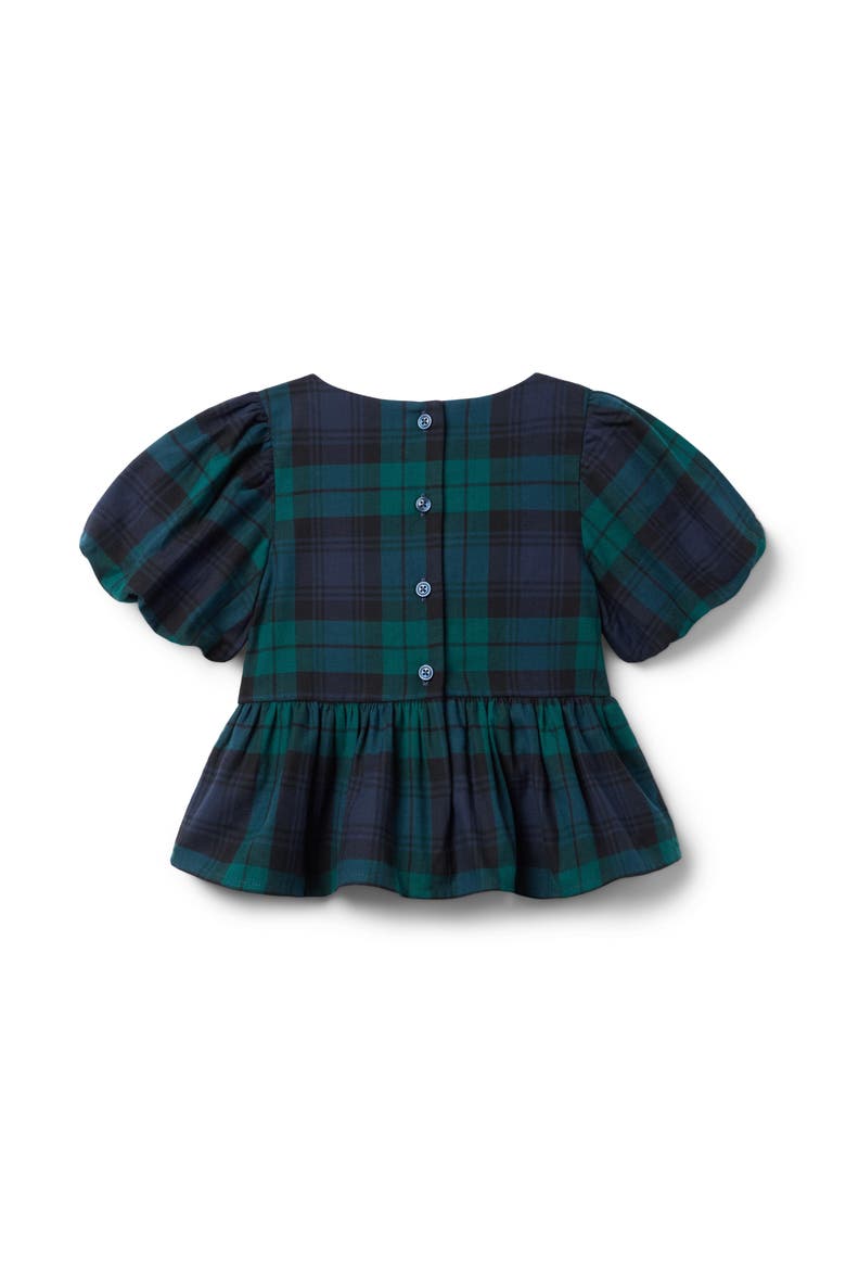 Tartan Peplum Bow Top, Alternate, color, Blue