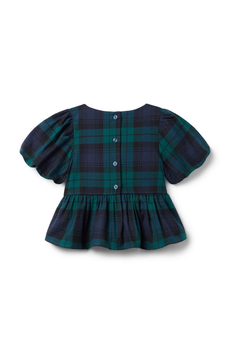Janie and Jack Tartan Peplum Bow Top, Alternate, color, Blue