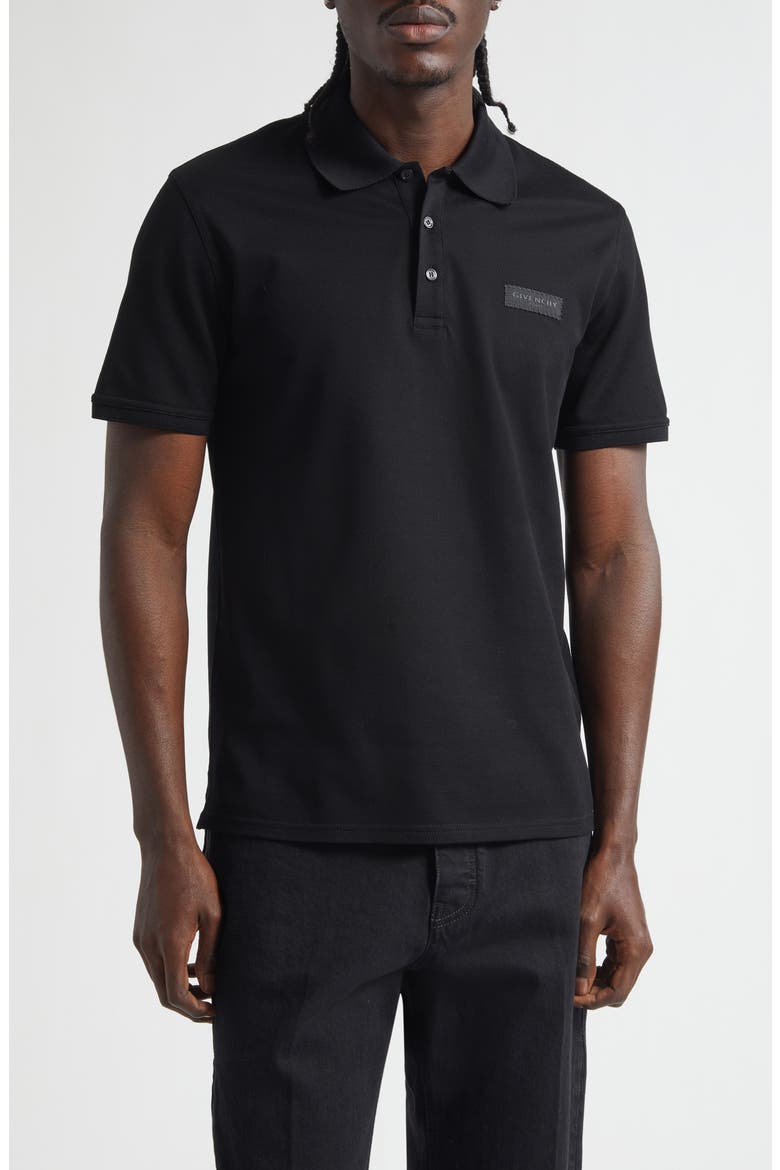 Regular Fit Logo Patch Cotton Piqué Polo, Main, color, BLACK