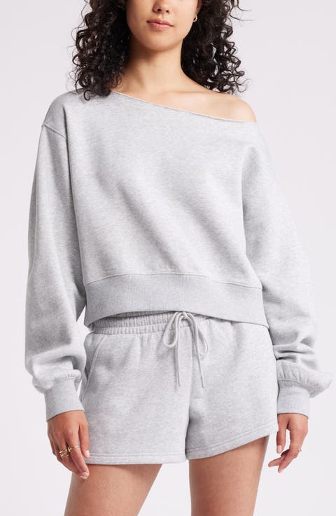 Fleece Detail Off the Shoulder Sweatshirt