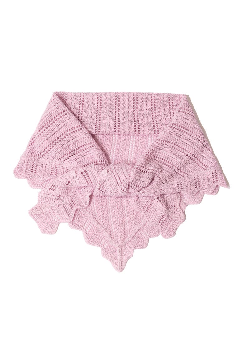 Scalloped Pointelle Triangle Scarf, Alternate, color, LILAC