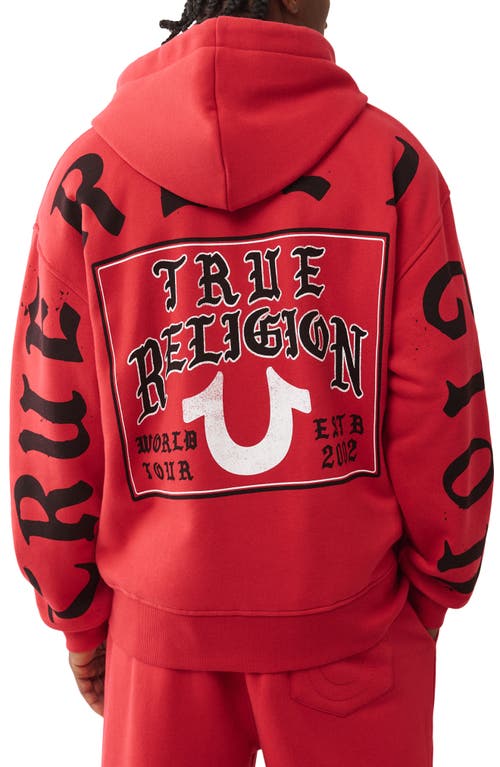 True Religion Flag Cotton Blend Zip-up Hoodie In Red
