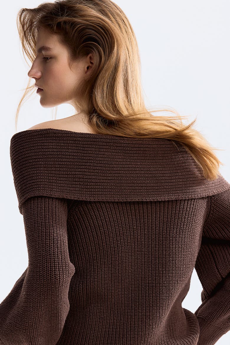Off-the-shoulder Jumper, Alternate, color, Dark brown