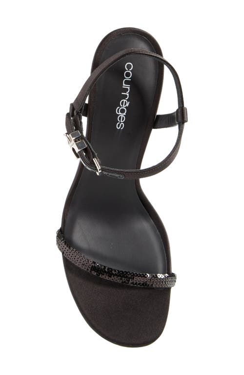 Courrèges Ac Stud Sequin Sandal In Black