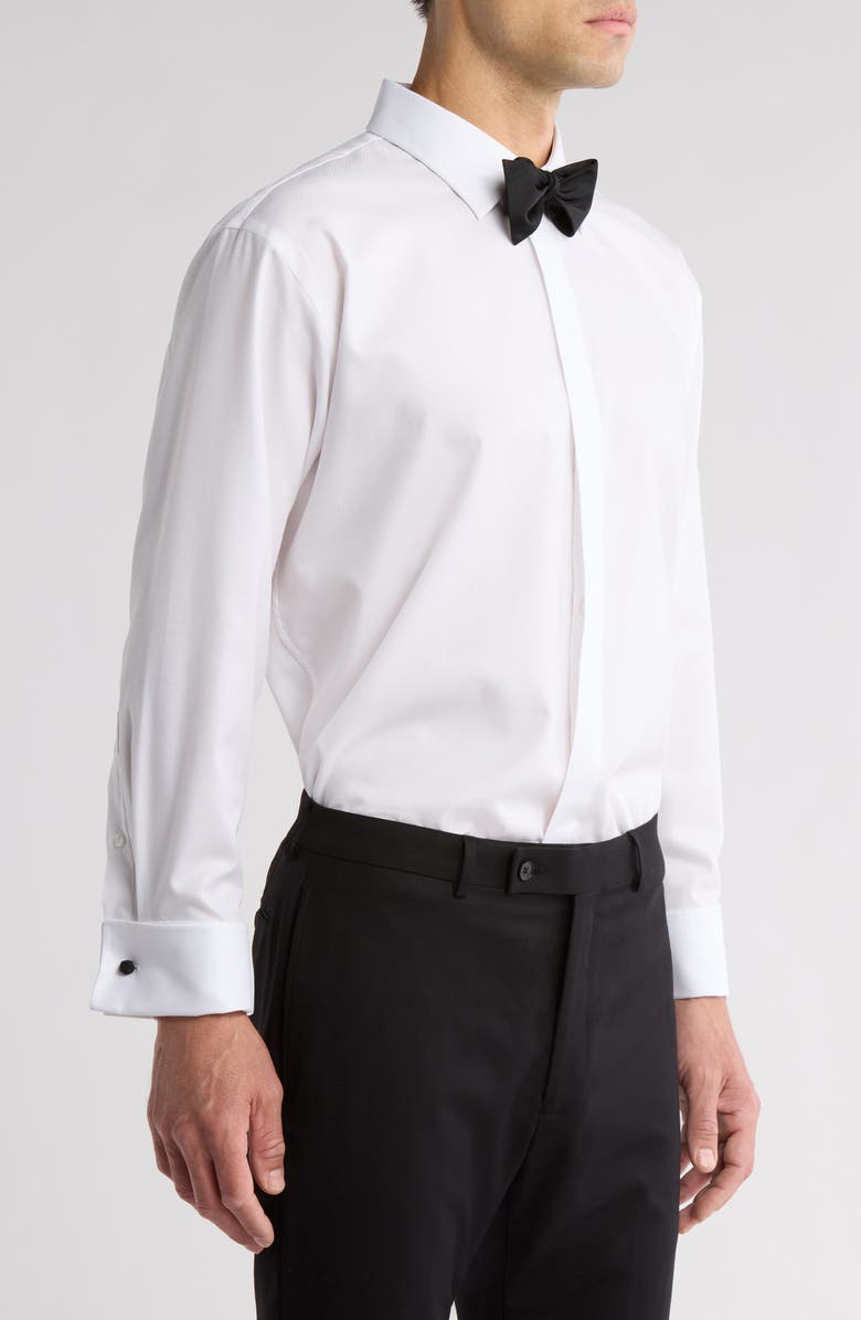 Nordstrom Trim Fit Non-Iron White Textured Cotton Tuxedo Shirt, Alternate, color, White Steven Texture