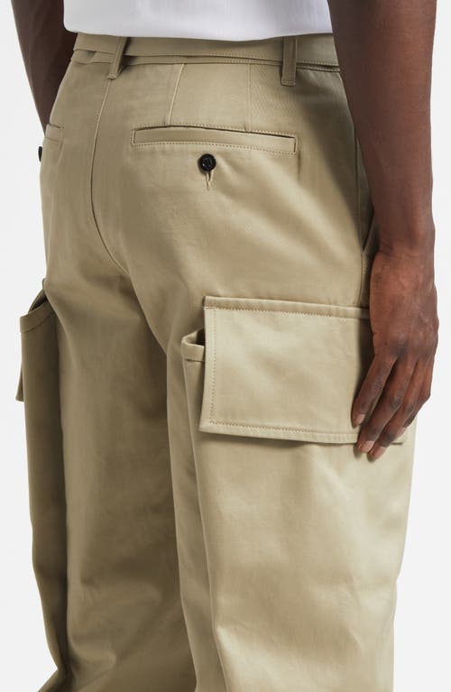 Sacai Belted Cotton Twill Cargo Chinos In Green