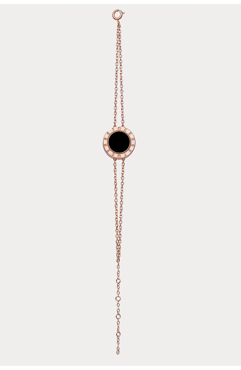 CERRET Rose Gold Plated Double Chain Double Chain With Black Eamel Luxury Safety Bracelet, Alternate, color, Rose Gold