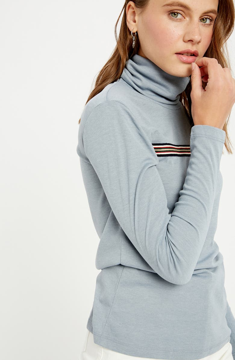 WISHLIST Stripe Turtleneck Top, Alternate, color, Cloud