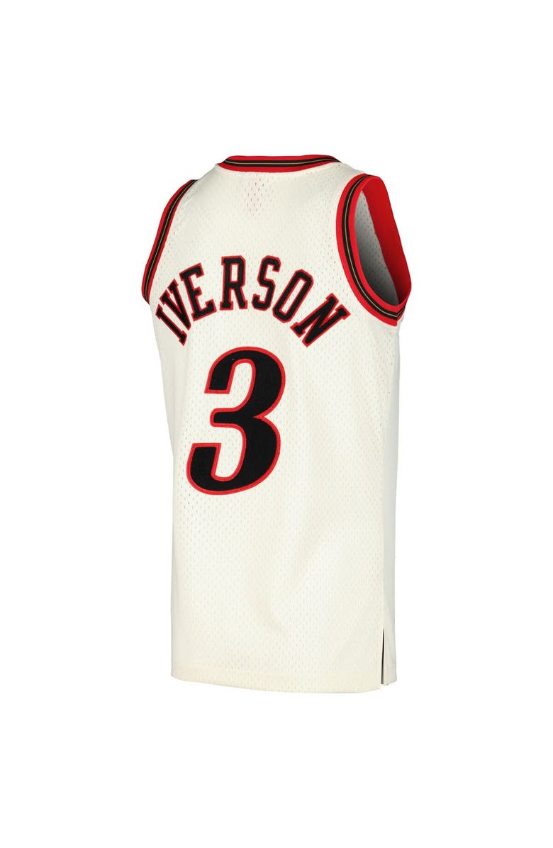 Mitchell & Ness Men's Mitchell & Ness Allen Iverson Cream Philadelphia 76ers Chainstitch Swingman Jersey, Alternate, color, Cream