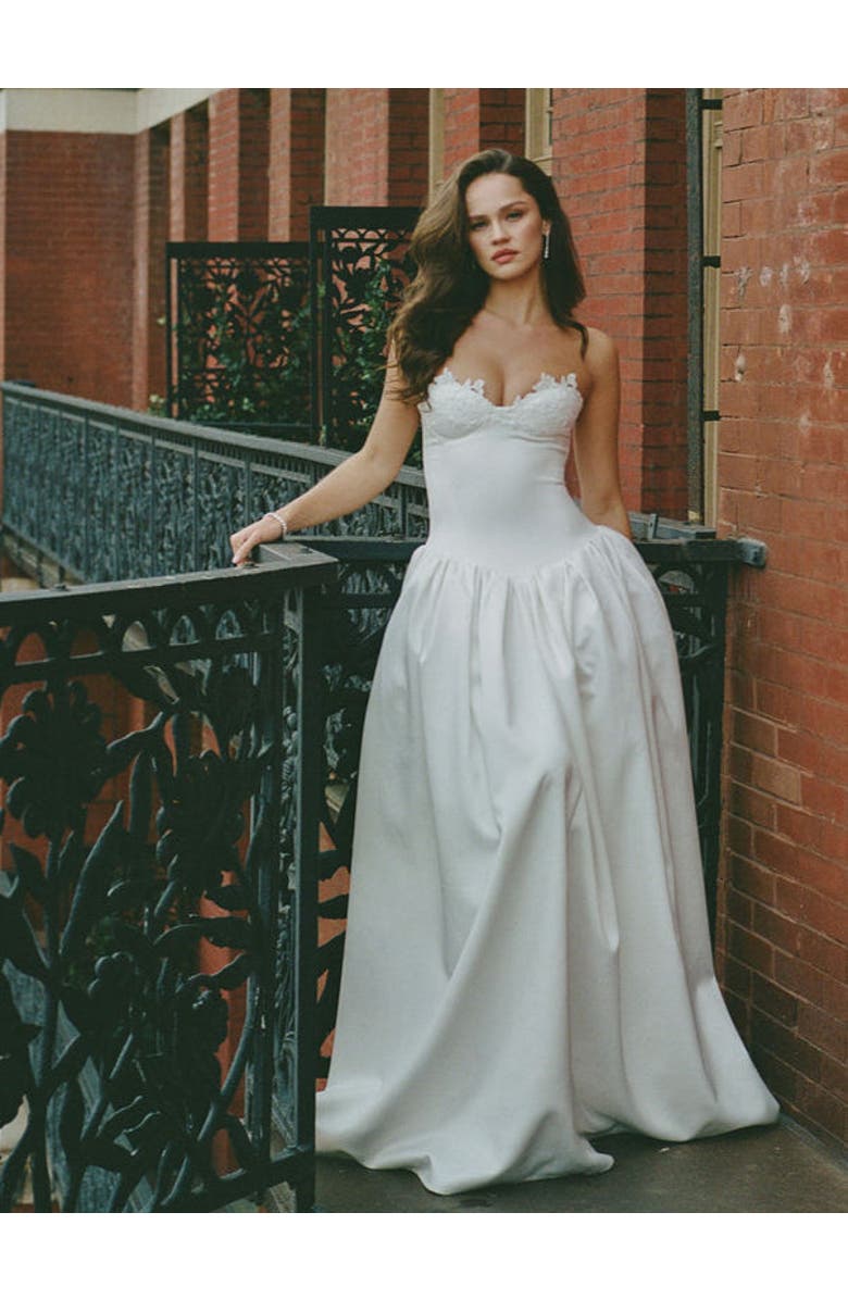 Naila Lace Trim Strapless Drop Waist Wedding Gown