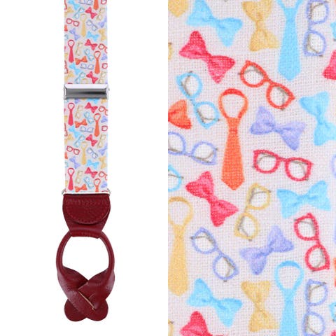 The Fashionisto Tie and Glasses Linen Button Suspenders (Braces)