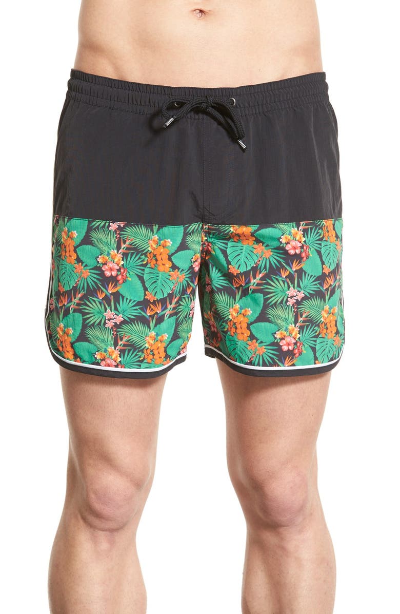 1901 'Fidalgo' Colorblock Scalloped Swim Trunks, Main, color, 