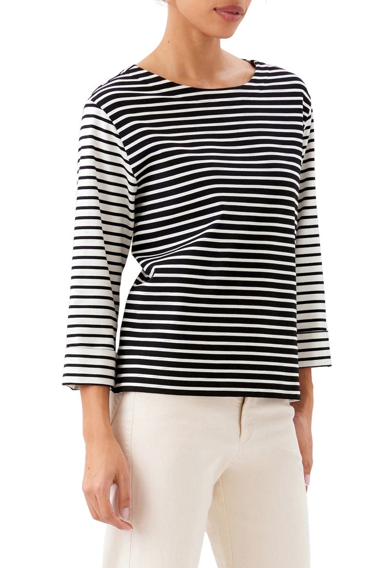 Contrast Stripe T-Shirt, Alternate, color, BLACK/ IVORY