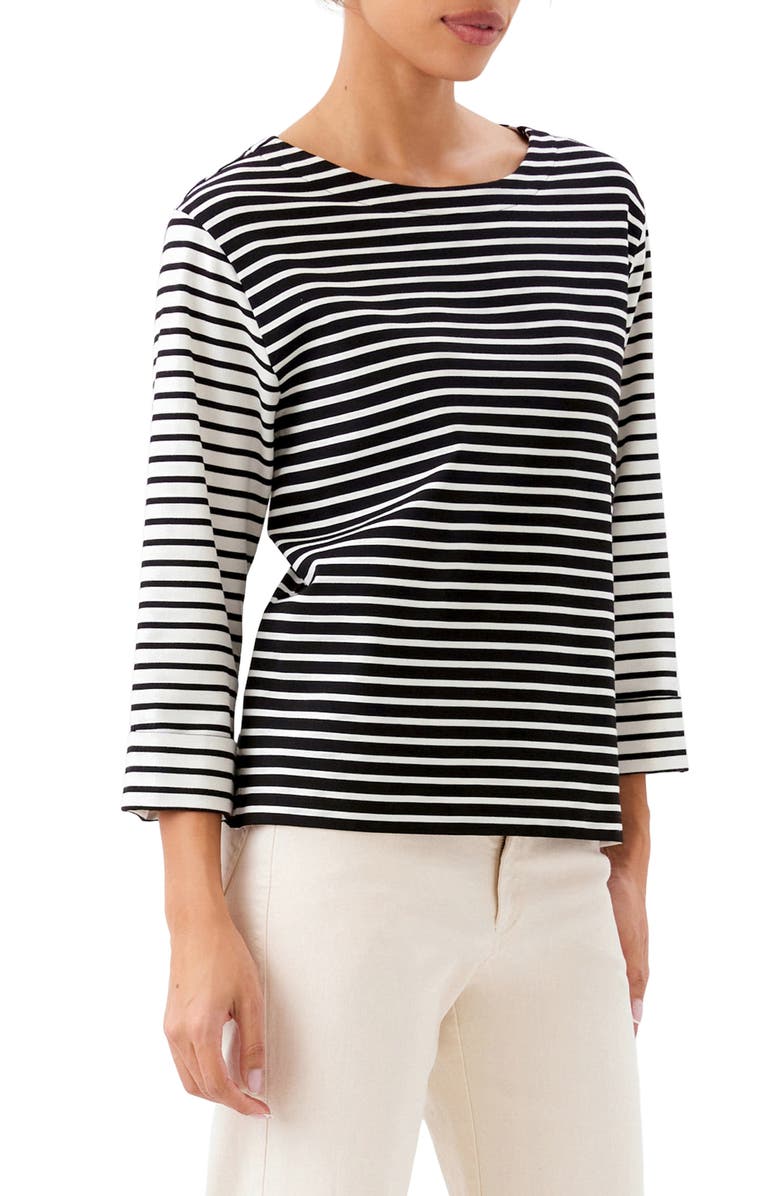 Karen Kane Contrast Stripe T-Shirt, Alternate, color, Black/ Ivory
