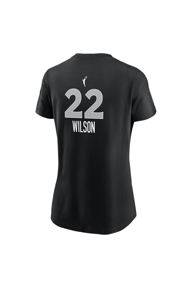 Women's Nike A'ja Wilson Black Las Vegas Aces Name & Number Explorer Edition T-Shirt, Alternate, color, Black