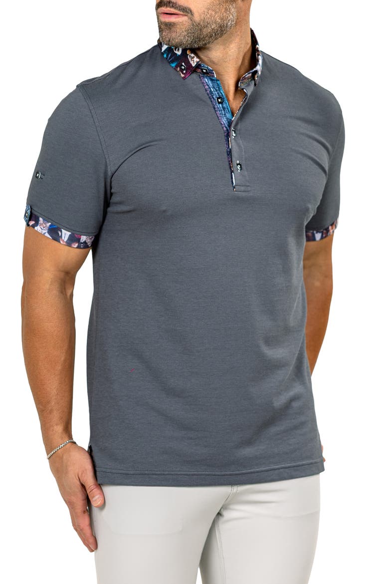 Newton Marthyr0028 Grey Button-Down Piqué Polo, Alternate, color, GREY
