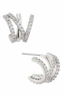 Nadri Twilight Cubic Zirconia Caged Huggie Hoop Earrings