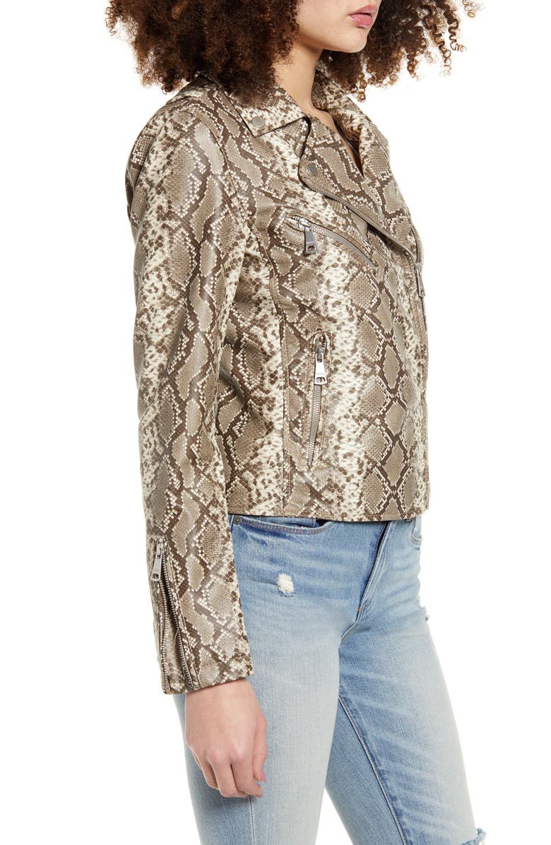 Vigoss Snake Print Faux Leather Moto Jacket, Alternate, color, 